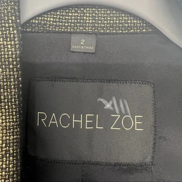 Rachel Zoe women’s metallic Blazer Fringe brown/gold 2 single button - Picture 3 of 6